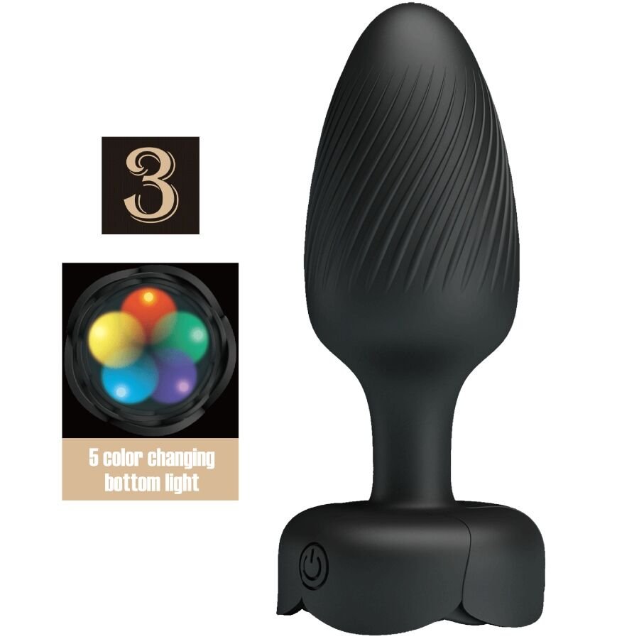 PRETTY LOVE – OSBORN PLUG ANAL AVEC LUMIÈRE LED NOIR 9,8 CM