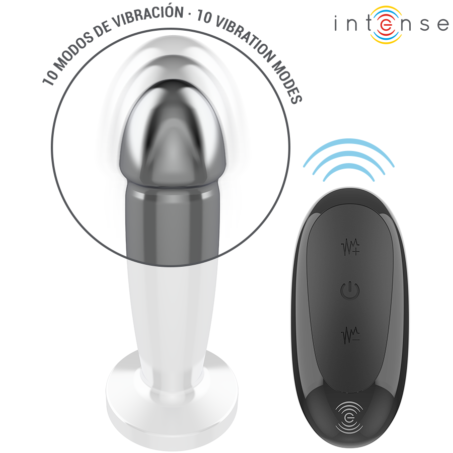 INTENSE - PLUG ANAL 10 VIBRATIONS GODE MÉTALLIQUE AVEC TÉLÉCOMMANDE S - Gabychou - Anal