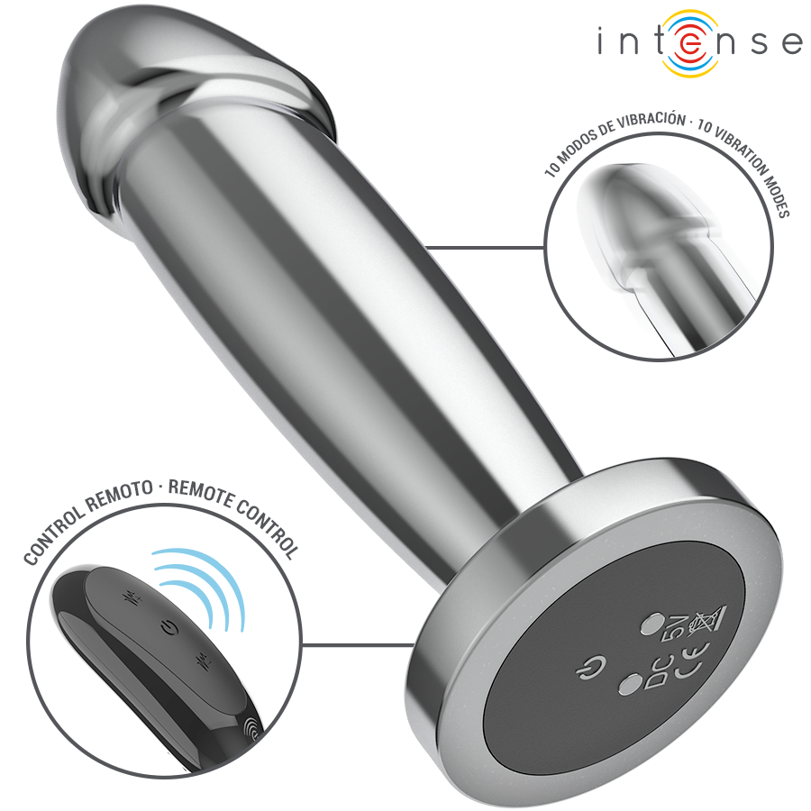INTENSE - PLUG ANAL 10 VIBRATIONS GODE MÉTALLIQUE AVEC TÉLÉCOMMANDE S - Gabychou - Anal