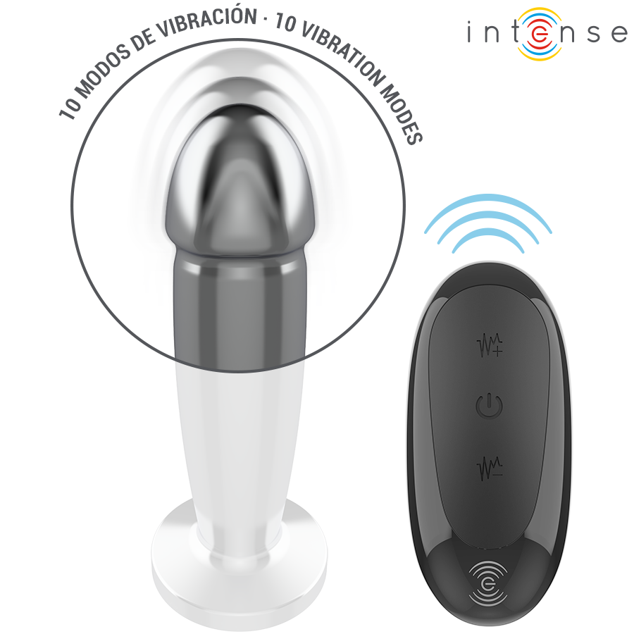 INTENSE - PLUG ANAL 10 VIBRATIONS GODE MÉTALLIQUE AVEC TÉLÉCOMMANDE M - Gabychou - Anal