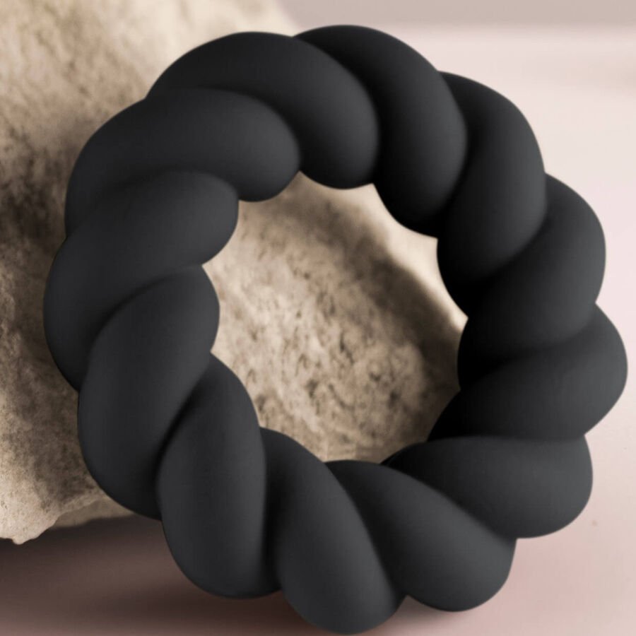 ROCKS-OFF - ANNEAU DE MASTURBATION EN SILICONE NOIR TWIST - Gabychou - Accessoires Pénis