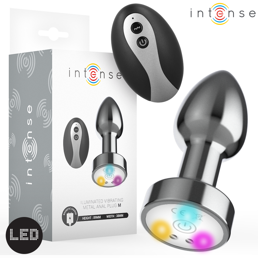INTENSE – PLUG ANAL VIBRANT EN MÉTAL AVEC LUMIÈRES LED ET TÉLÉCOMMANDE – TAILLE M