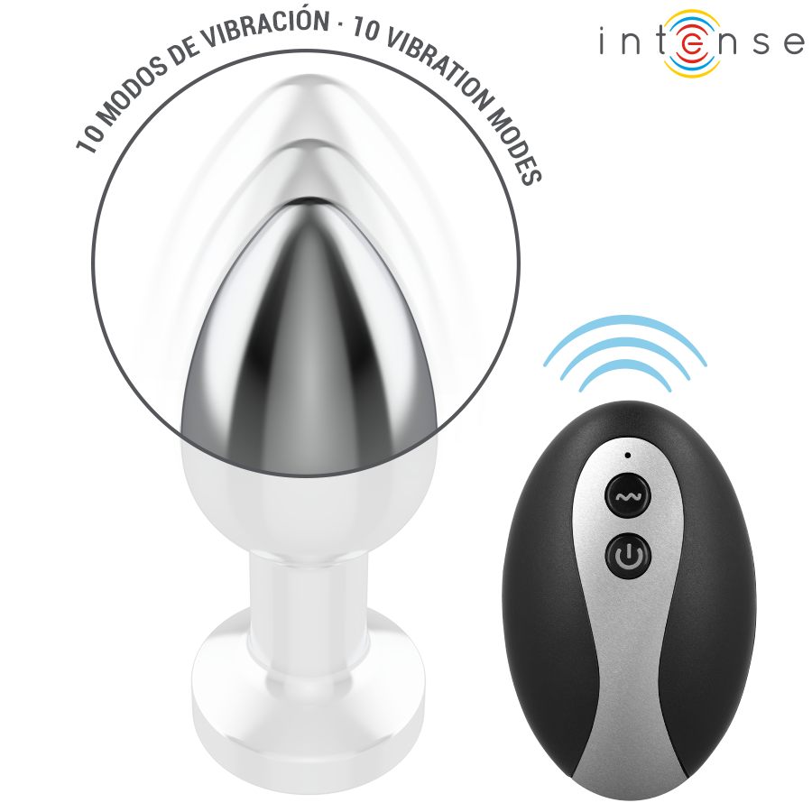 INTENSE - PLUG ANAL VIBRANT EN MÉTAL AVEC LUMIÈRES LED ET TÉLÉCOMMANDE - TAILLE M - Gabychou - Anal