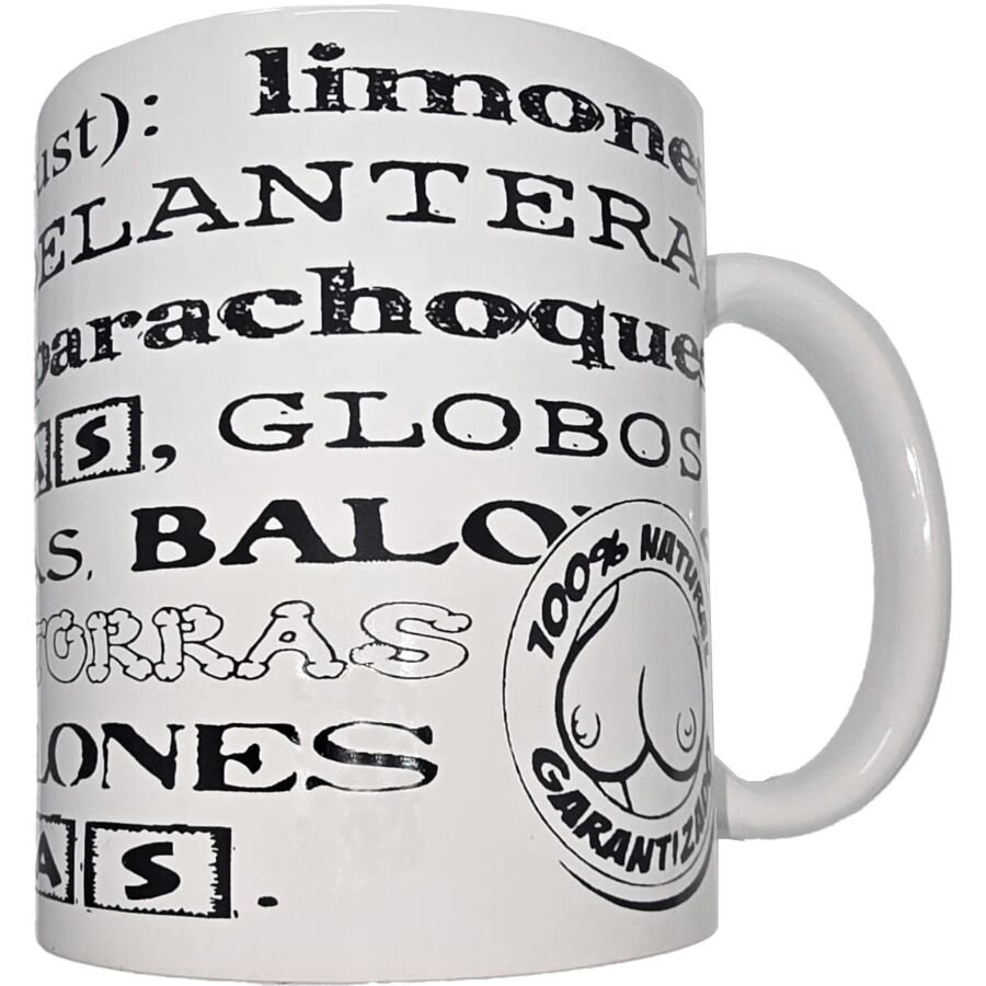 DIABLO PICANTE - TASSE BLANCHE AVEC SYNONYMES DE SEINS 370 ML - Gabychou - accessoires coquins humoristiques