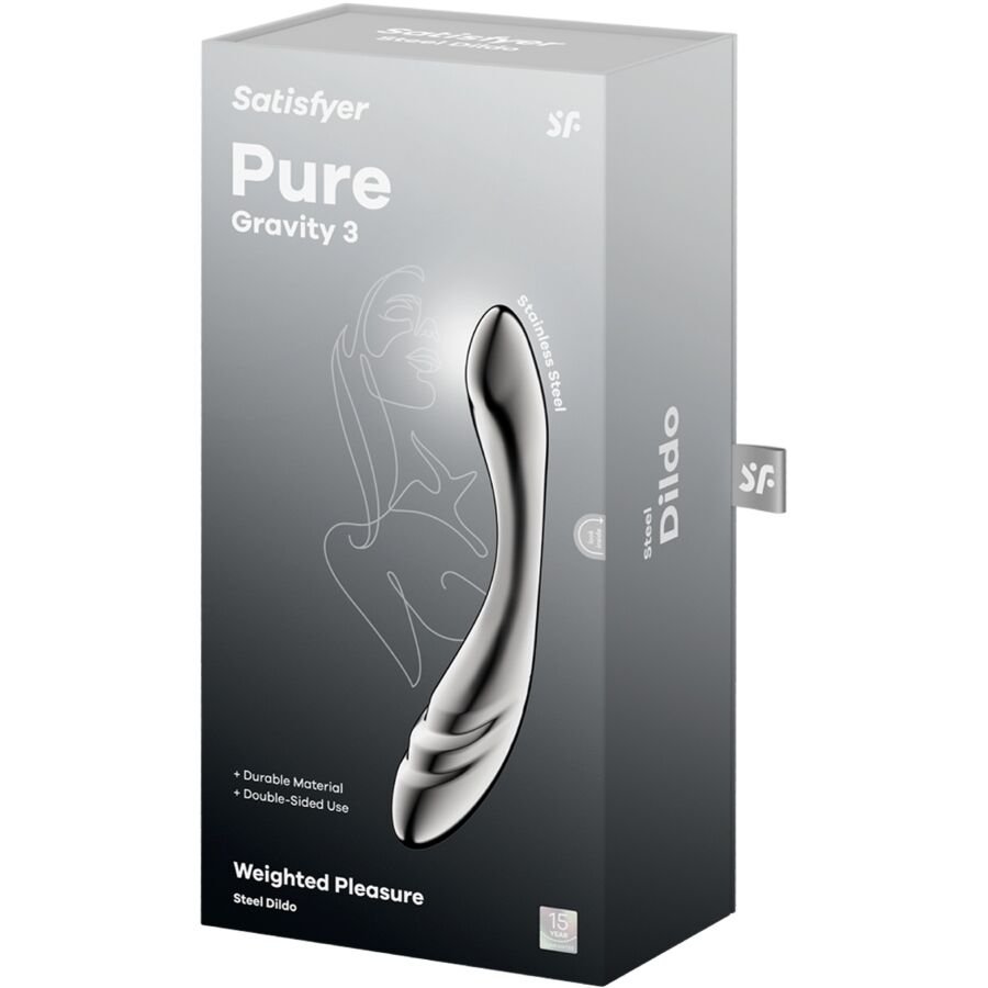 SATISFYER - PURE GRAVITY 3 GODEMICHET DOUBLE EXTRÉMITÉ EN ACIER INOXYDABLE - Gabychou - Godes point G