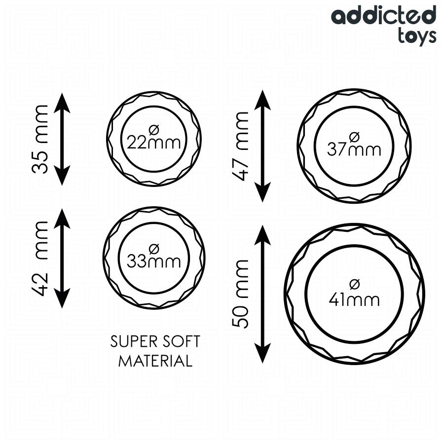 ADDICTED TOYS - ENSEMBLE DANNEAUX PÉNIS TEXTURÉS, 4 TAILLES - Gabychou - Accessoires Pénis