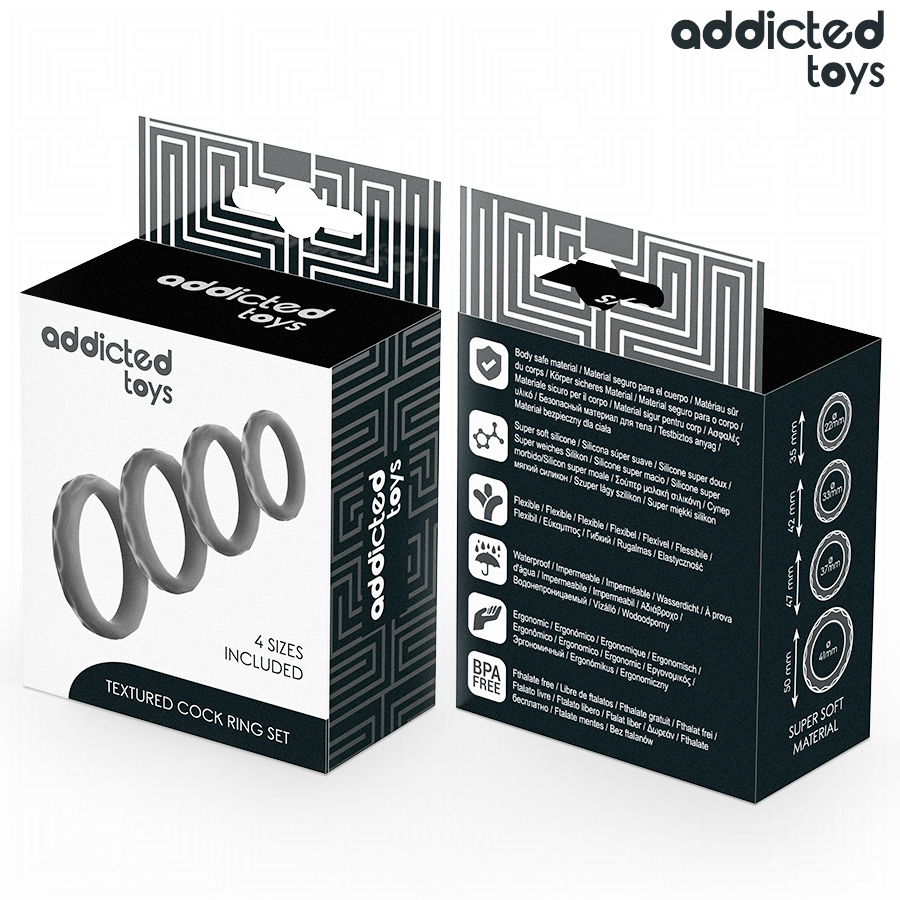 ADDICTED TOYS - ENSEMBLE DANNEAUX PÉNIS TEXTURÉS, 4 TAILLES - Gabychou - Accessoires Pénis