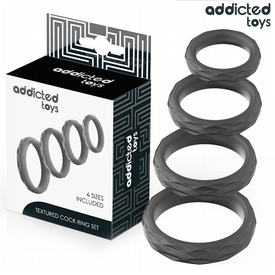 ADDICTED TOYS – ENSEMBLE DANNEAUX PÉNIS TEXTURÉS, 4 TAILLES