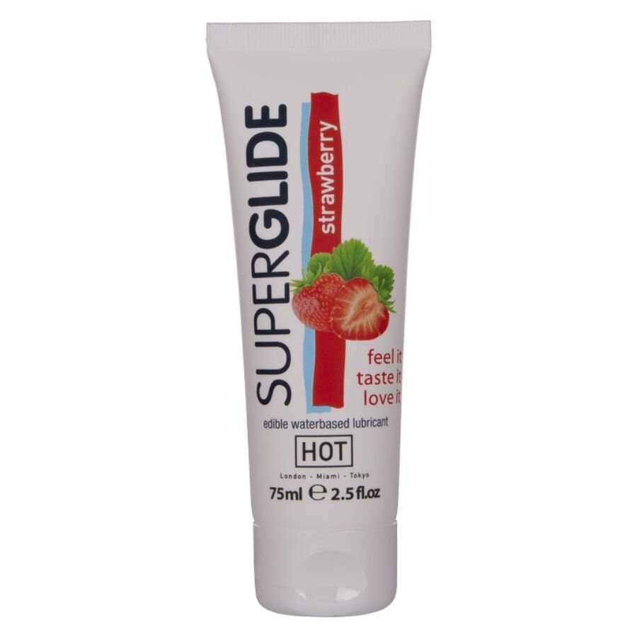 HOT - SUPERGLIDE LUBRIFIANT COMESTIBLE À BASE DEAU FRAISE 75 ML - Gabychou - Aux saveurs délicieuses