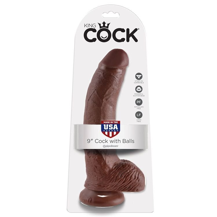 King Cock - Gode Marron 9 Avec Boules 22.9 Cm - Gabychou - Godes ceinture