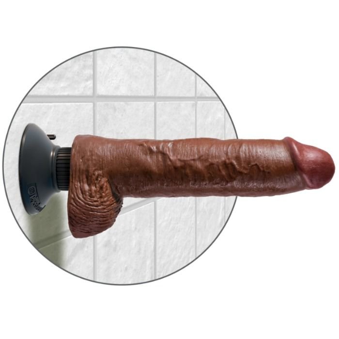 King Cock – Gode Vibrateur Avec Testicules 25.5 Cm Marron