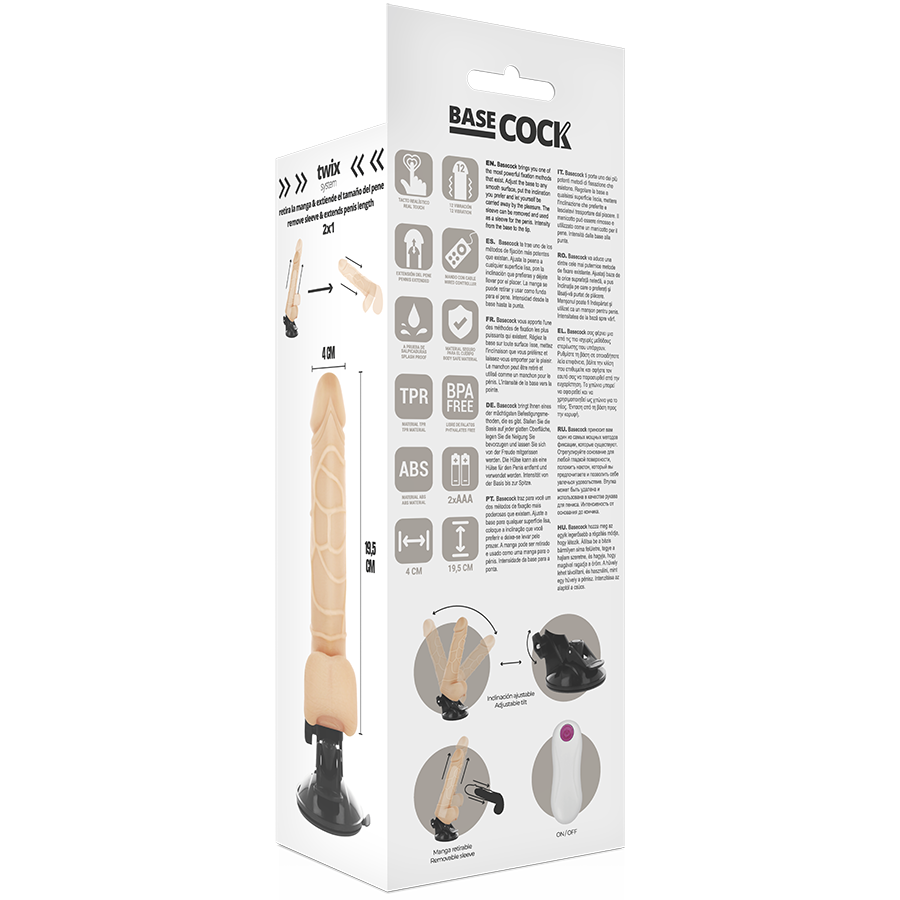 Basecock - Vibrateur Réaliste Télécommande Naturel Avec Testicules 19,5cm - Gabychou - Vibrateurs