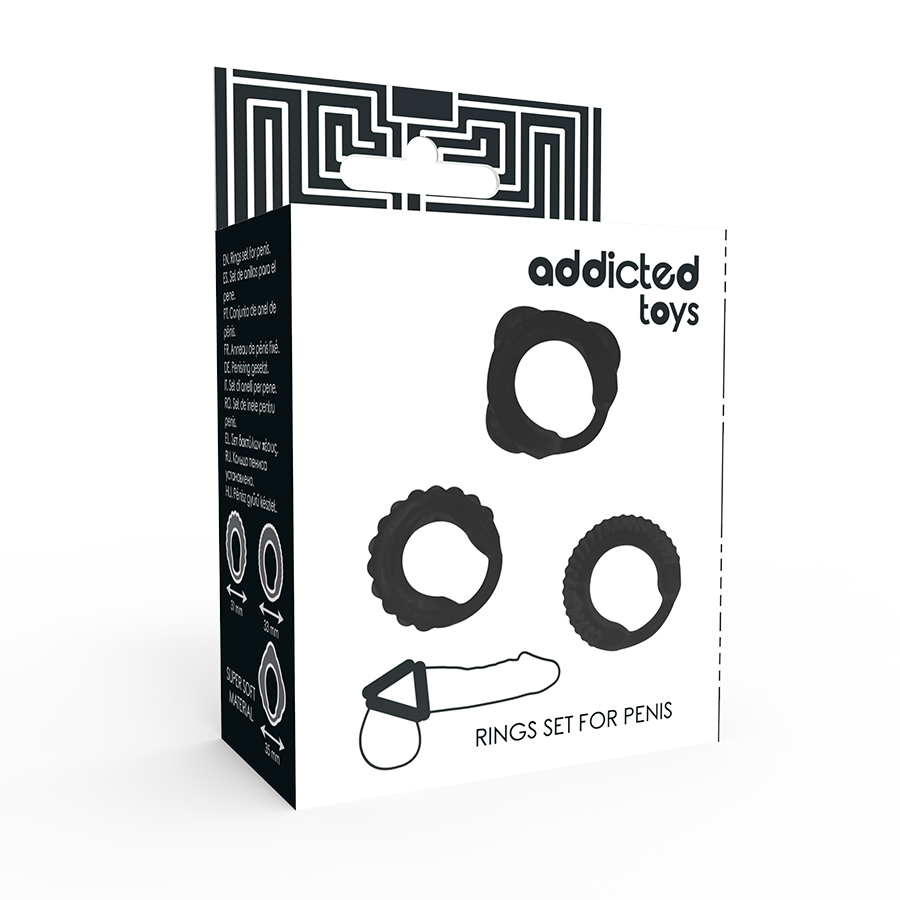 Addicted Toys - Ensemble C-Ring Noir - Gabychou - Accessoires Pénis