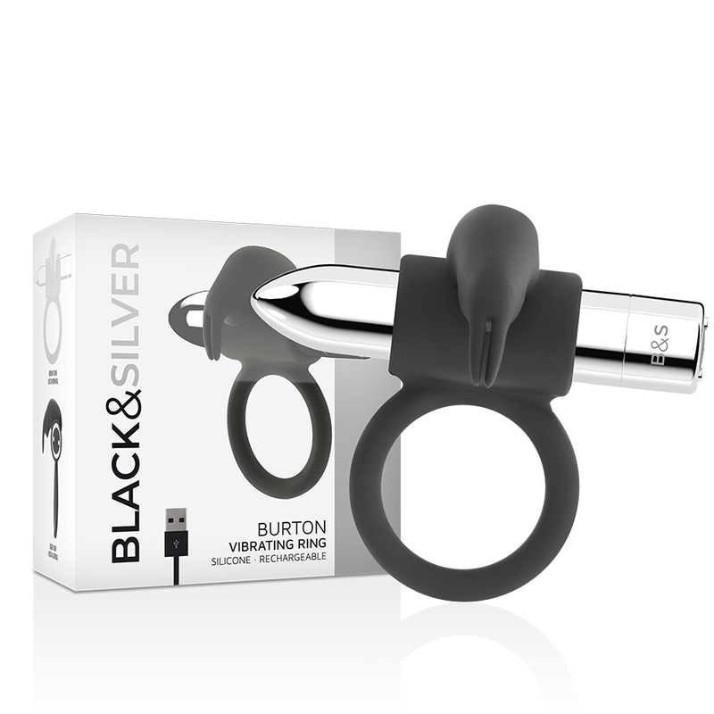 Blacksilver - Bague Rechargeable Burton avec 10 Modes de Vibration - Gabychou - Accessoires Pénis