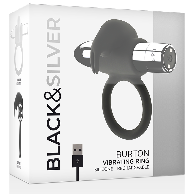 Blacksilver - Bague Rechargeable Burton avec 10 Modes de Vibration - Gabychou - Accessoires Pénis
