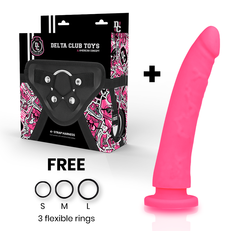Delta Club - Harnais Toys + Dong Silicone Rose 20 cm - 4 cm - Gabychou - Harnais